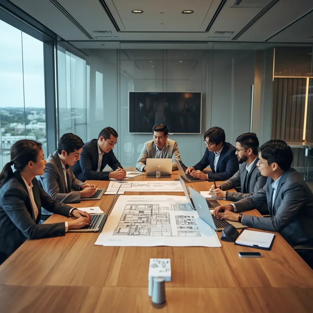 Asiantuntijatiimi suunnittelukokouksessa